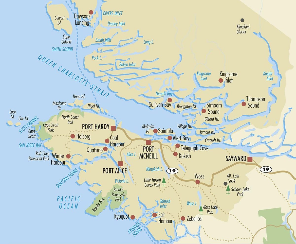 ਨਕਸ਼ਾ ਦੇ ਉੱਤਰੀ ਵੈਨਕੂਵਰ island