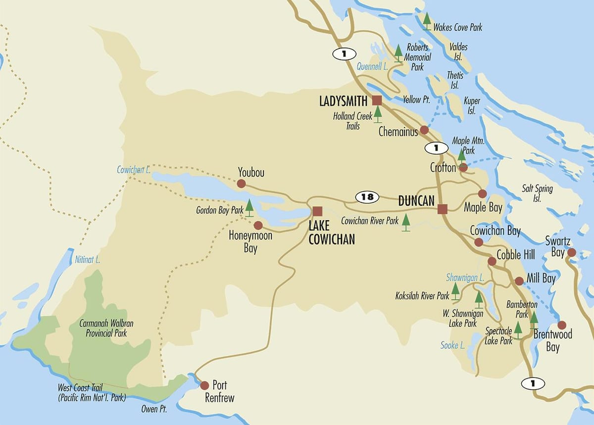 ਨਕਸ਼ਾ ਦੇ ਡੰਕਨ ਵੈਨਕੂਵਰ island 