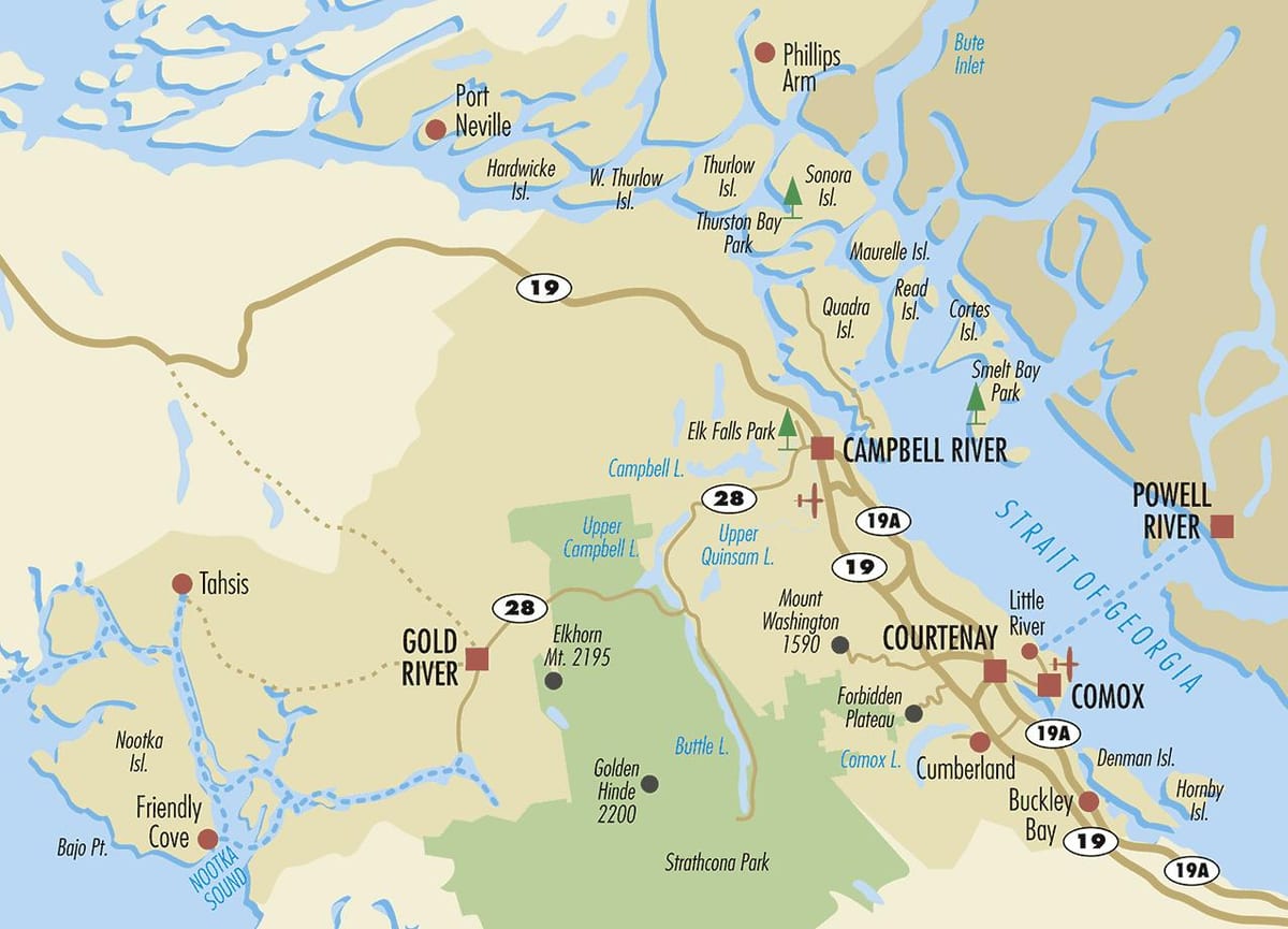 campbell ਨਦੀ ਦਾ ਨਕਸ਼ਾ ਵੈਨਕੂਵਰ island