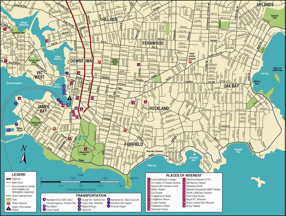 ਨਕਸ਼ਾ ਦੇ ਵੈਨਕੂਵਰ island ਯਾਤਰੀ ਆਕਰਸ਼ਣ