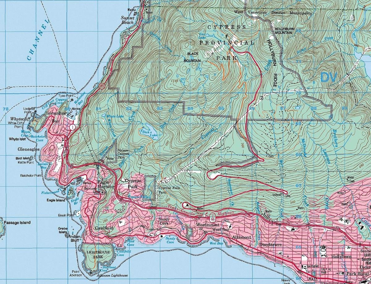 ਨਕਸ਼ਾ ਵੈਨਕੂਵਰ ਦੇ topographic