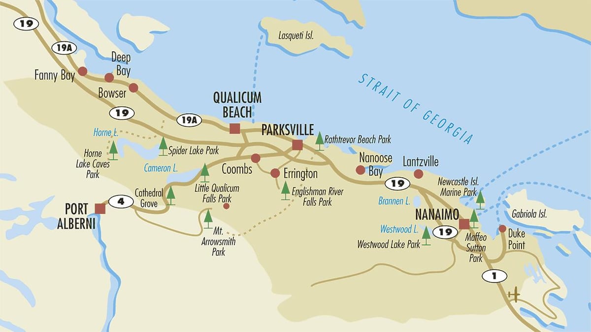 ਨਕਸ਼ਾ ਦੇ parksville ਵੈਨਕੂਵਰ island