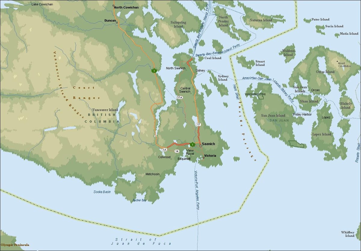 ਨਕਸ਼ਾ ਦੇ saanich ਵੈਨਕੂਵਰ island