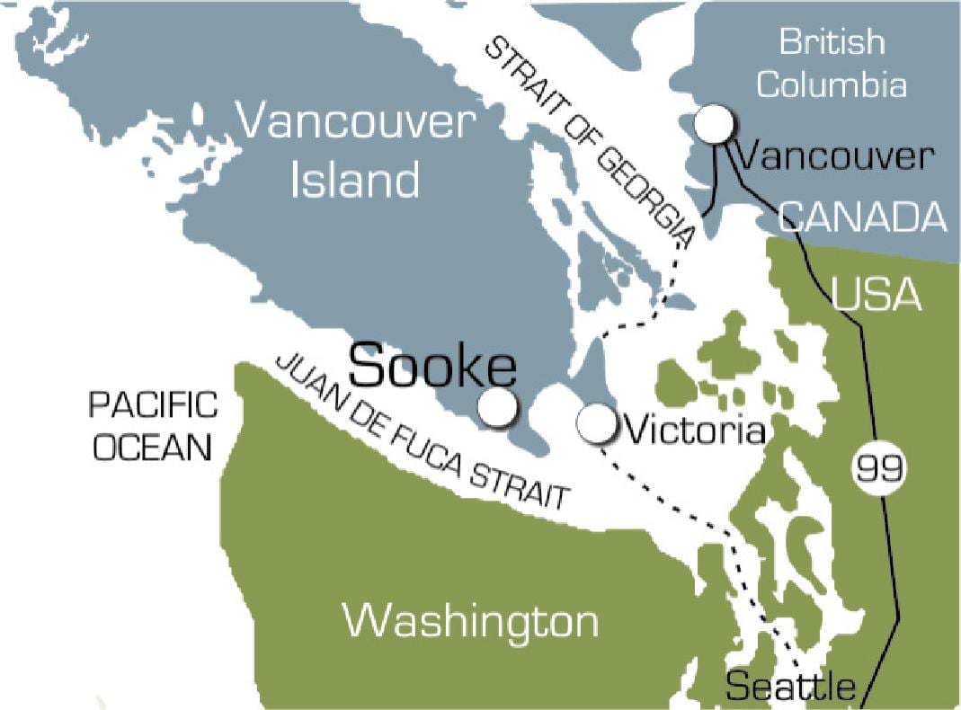 ਨਕਸ਼ਾ ਦੇ sooke ਵੈਨਕੂਵਰ island