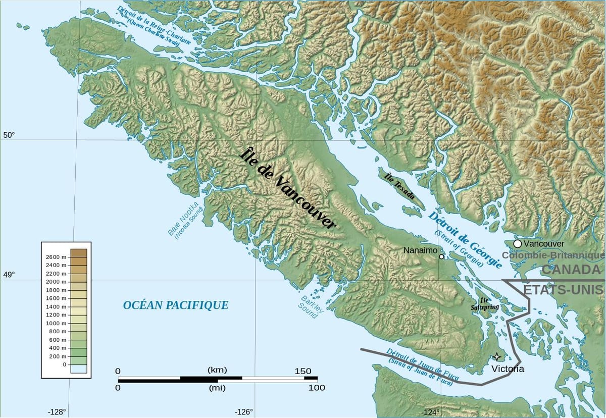 ਨਕਸ਼ਾ ਦੇ topographic ਵੈਨਕੂਵਰ island