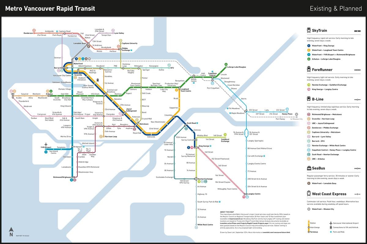 translink ਕੈਨੇਡਾ ਲਾਈਨ ਦਾ ਨਕਸ਼ਾ