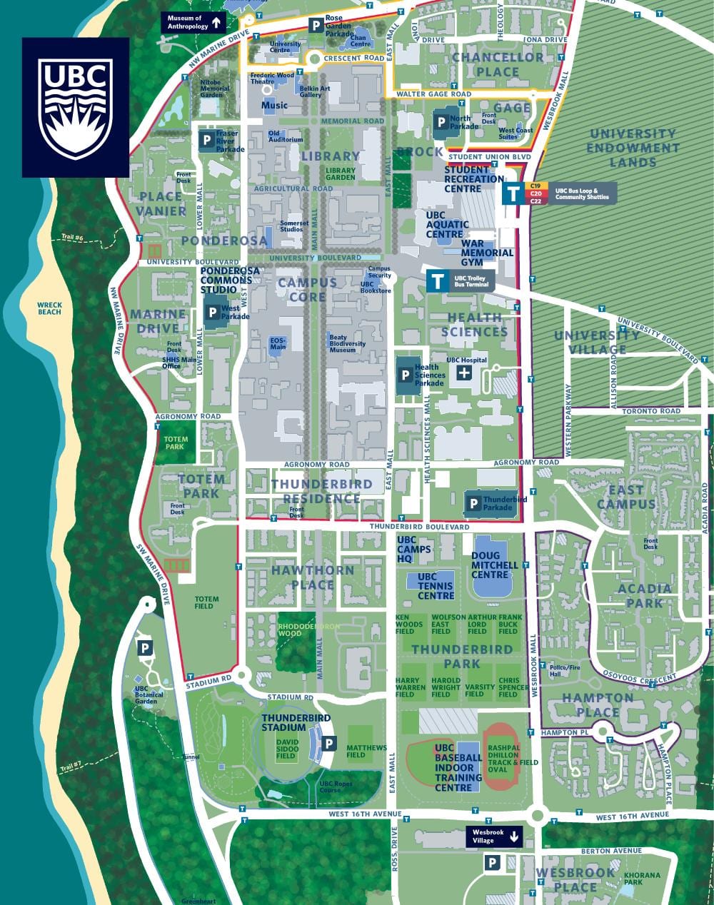 ubc ਵੈਨਕੂਵਰ ਪਰਿਸਰ ਨਕਸ਼ਾ