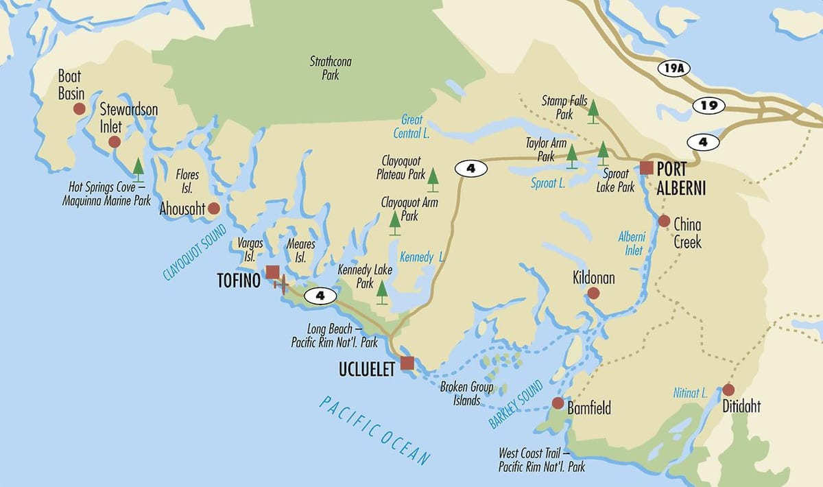 ਨਕਸ਼ਾ ਦੇ ucluelet ਵੈਨਕੂਵਰ island