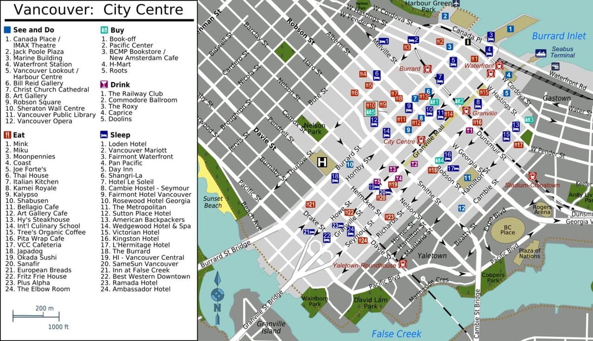 yaletown ਵੈਨਕੂਵਰ ਨਕਸ਼ਾ