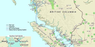 ਫੈਰੀ ਲਈ ਵੈਨਕੂਵਰ ਦੇ ਵੈਨਕੂਵਰ ਟਾਪੂ ਦਾ ਨਕਸ਼ਾ