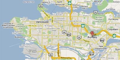 ਨਕਸ਼ਾ ਦੇ burnaby ਵੈਨਕੂਵਰ