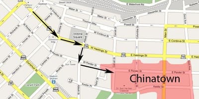 ਨਕਸ਼ਾ ਦੇ chinatown ਵੈਨਕੂਵਰ